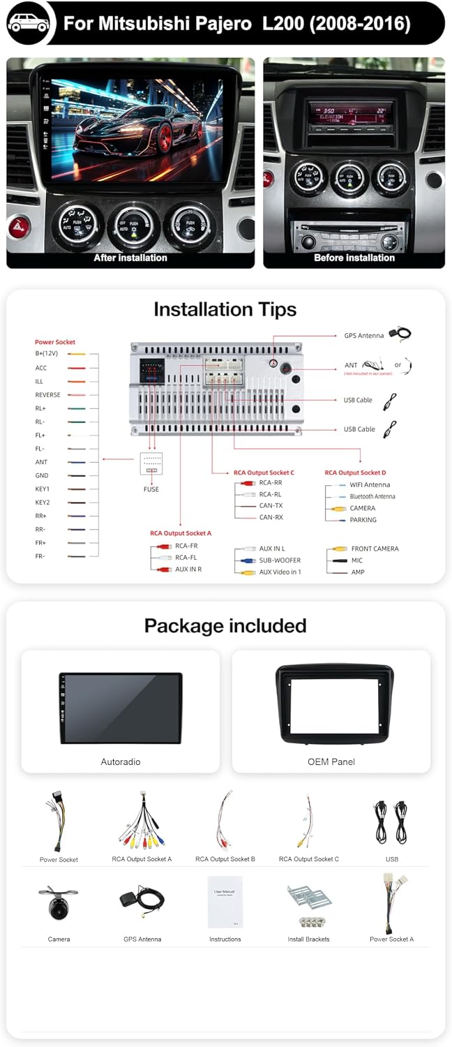 [2G+64G] Android 15 IPS Autoradio Passt für Mitsubishi Pajero Sport 2 L200 (2008-2016) - Eingebautes