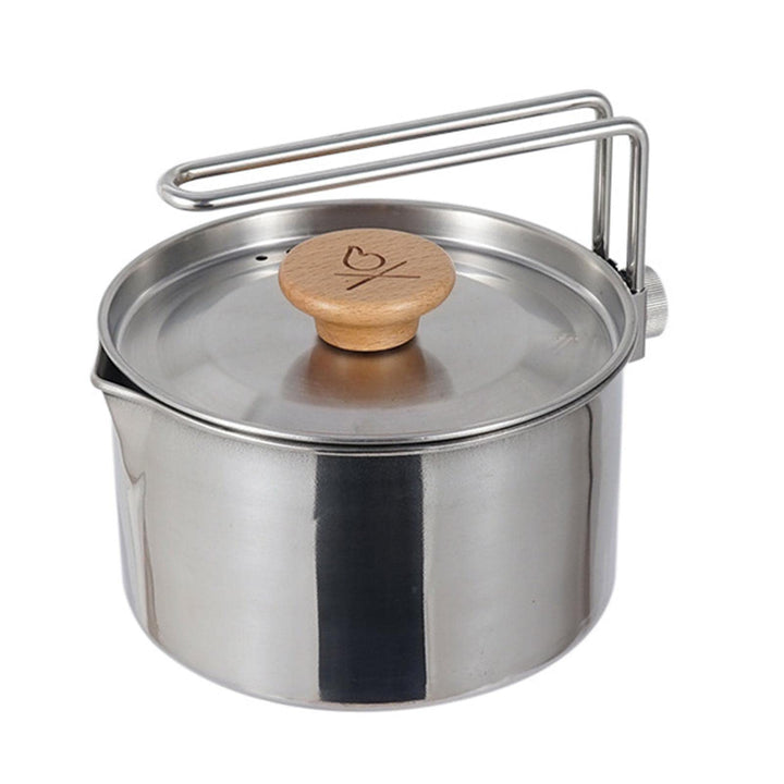 Camping Kochtopf Aus Edelstahl Mit Deckel Und Abnehmbarem Griff, 1 L Grosser Camping Wasserkocher, K