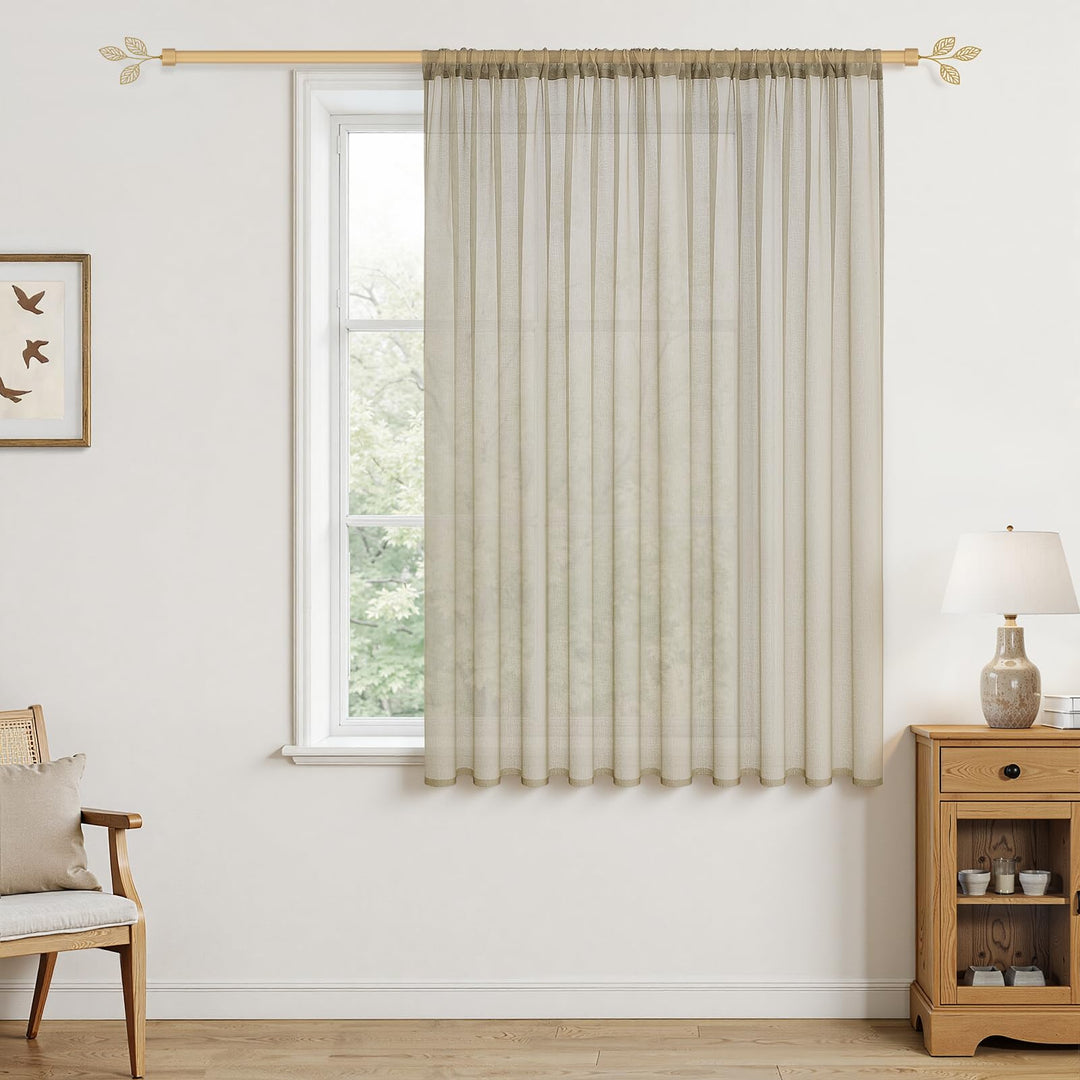 MRTREES Vorhänge Gardinen mit Store Vorhang Voile halbtransparent kurz in Leinenoptik Gardine Schals
