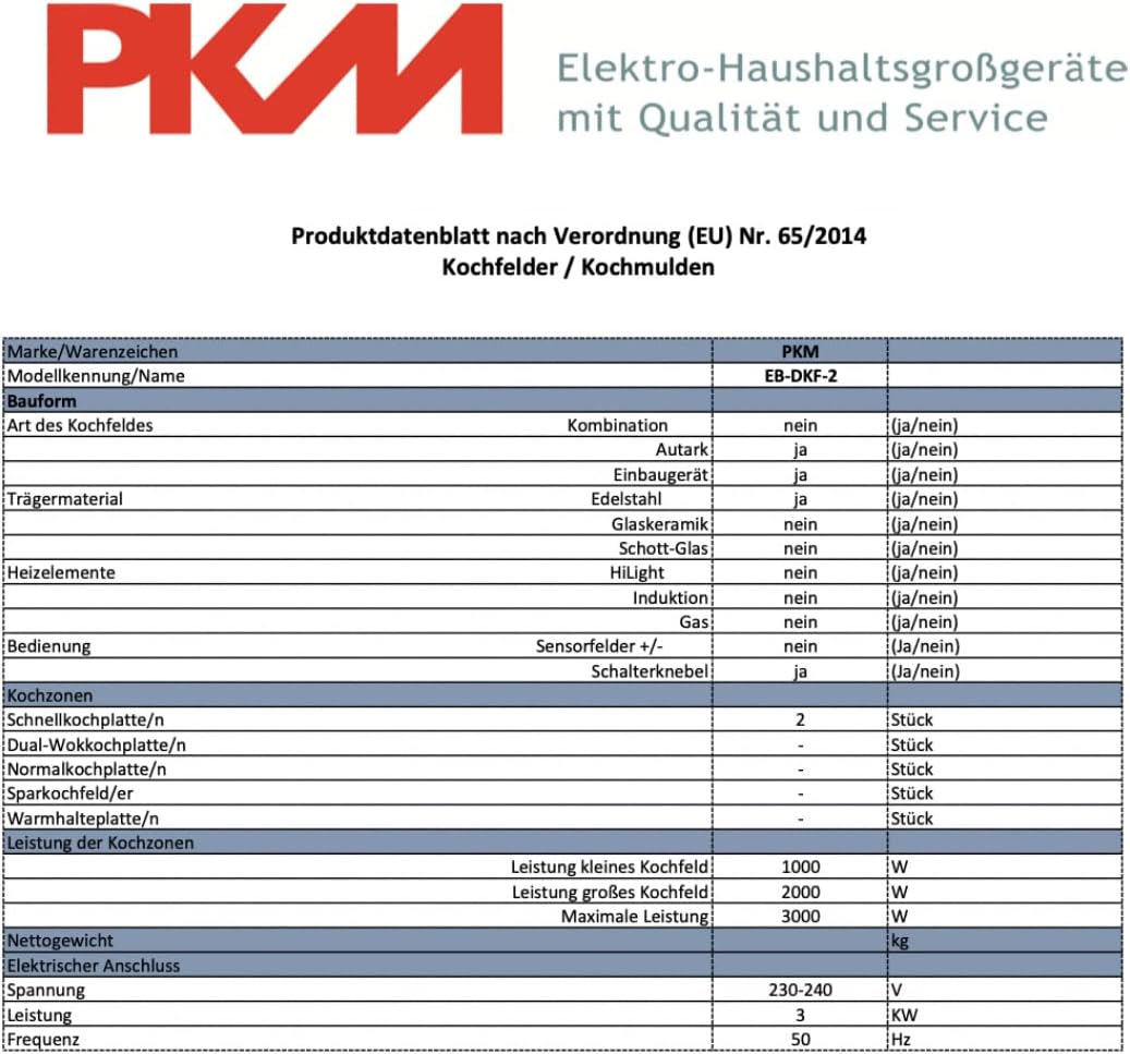 PKM Autarkes Kochfeld aus Edelstahl EB-DKF-2/ 30cm/ 6 Heizstufen / 2 Kochzonen/Blitzkochplatte/ 3000