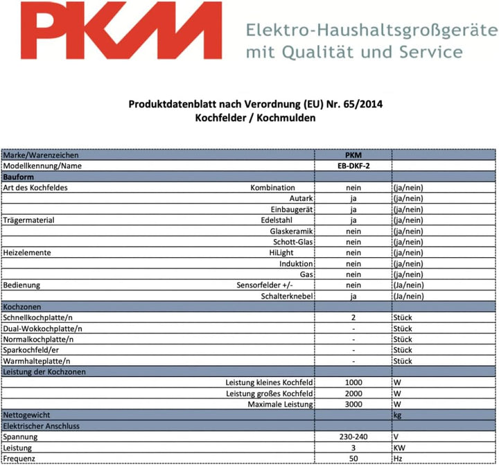 PKM Autarkes Kochfeld aus Edelstahl EB-DKF-2/ 30cm/ 6 Heizstufen / 2 Kochzonen/Blitzkochplatte/ 3000