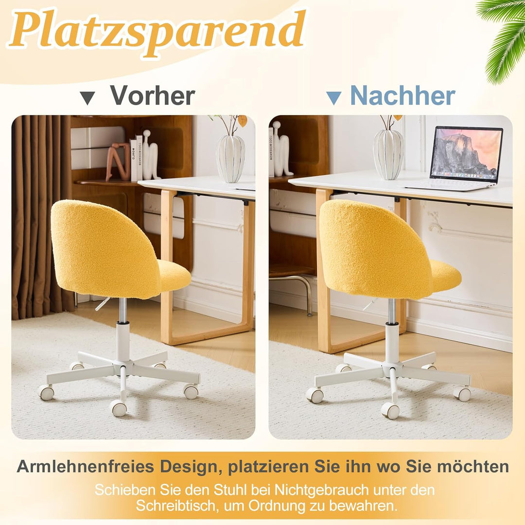 Bonnlo Bürostuhl mit Rollen, Schminktisch Stuhl, Höhenverstellbar Schreibtischstuhl für Arbeitszimme