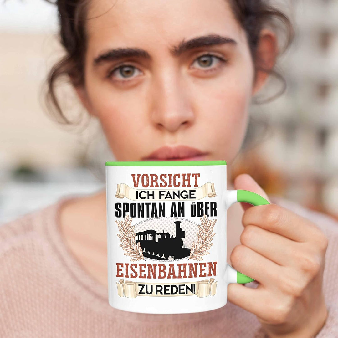 Trendation - Eisenbahner Tasse Geschenk für Modelleisenbahn-Fans Geschenkidee Ich Fange Spotan An Üb