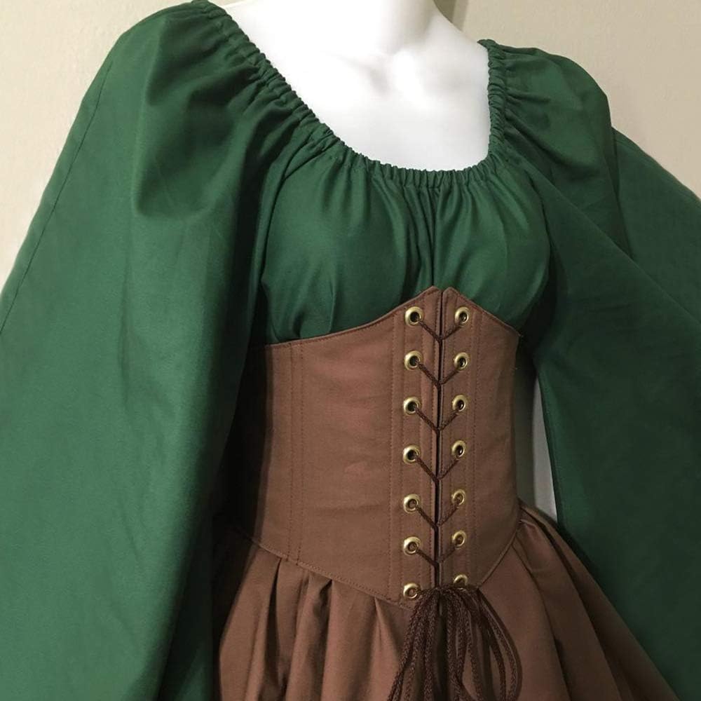 Traditionelles irisches Kleid für Damen, Renaissance, Mittelalter, Kostüm, ausgestellte Ärmel, Korse