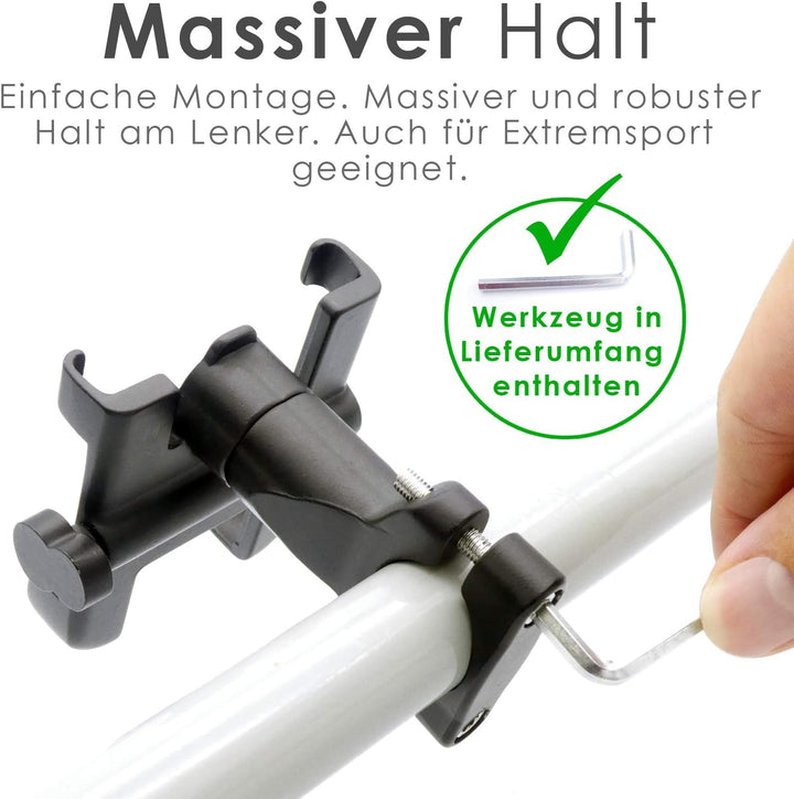 Handyhalterung Fahrrad Motorrad Quad Alu Metall Handy Halterung Halter Universal z.B. kompatibel mit