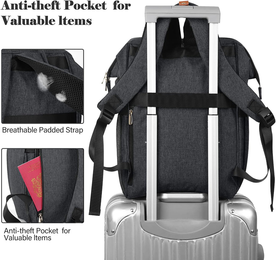 RJEU Damen, 17,3 Zoll Laptop Rucksack mit USB Ladeanschluss, Schulrucksack Mädchen, Geschenke für Fr