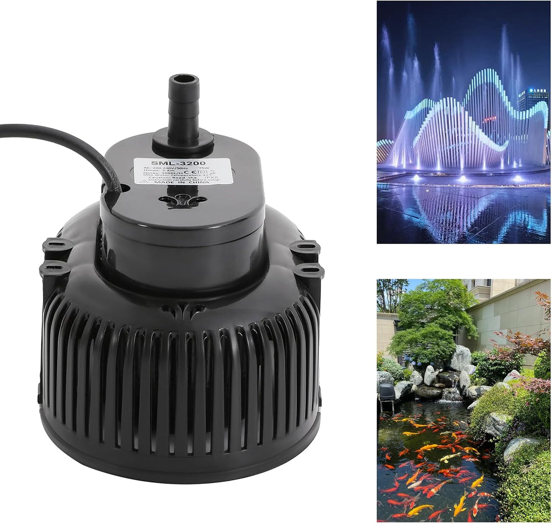 75W Mini Tauchpumpe schwarz, max. 3000 l/h für Teich,Aquarium und Gartenbau | Max. 3000 l/h, Förderh