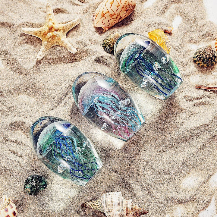 EUSTUMA Handgeblasenes Glas Quallen Figur Ornament, Meerestier Ornament für Aquarium Aquarium, Meere