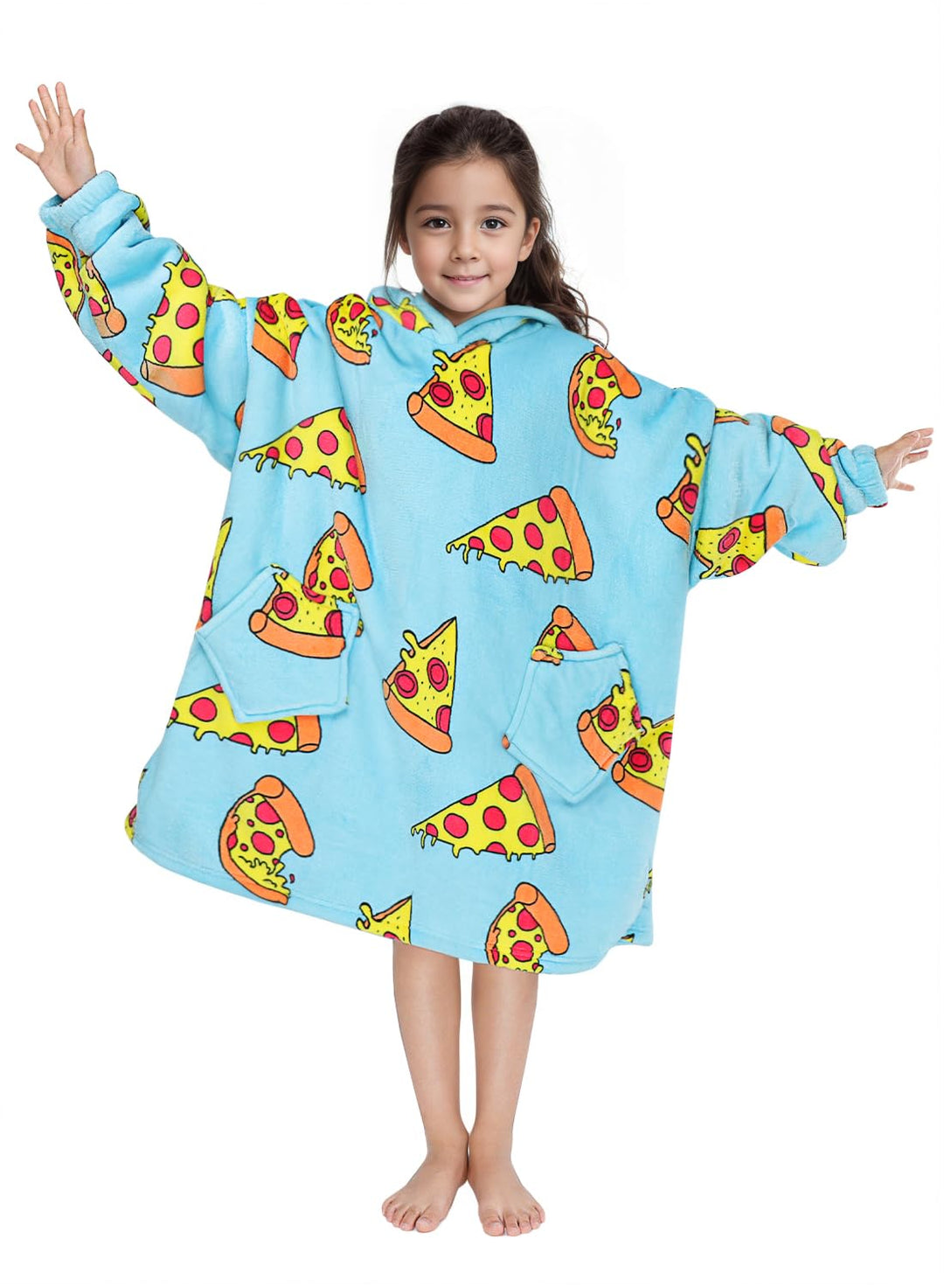 Wenlia Übergrosse Hoodie Blanket für Mädchen, Kinder Flanell Sweatshirt Decke Kuschelpullover, Einho