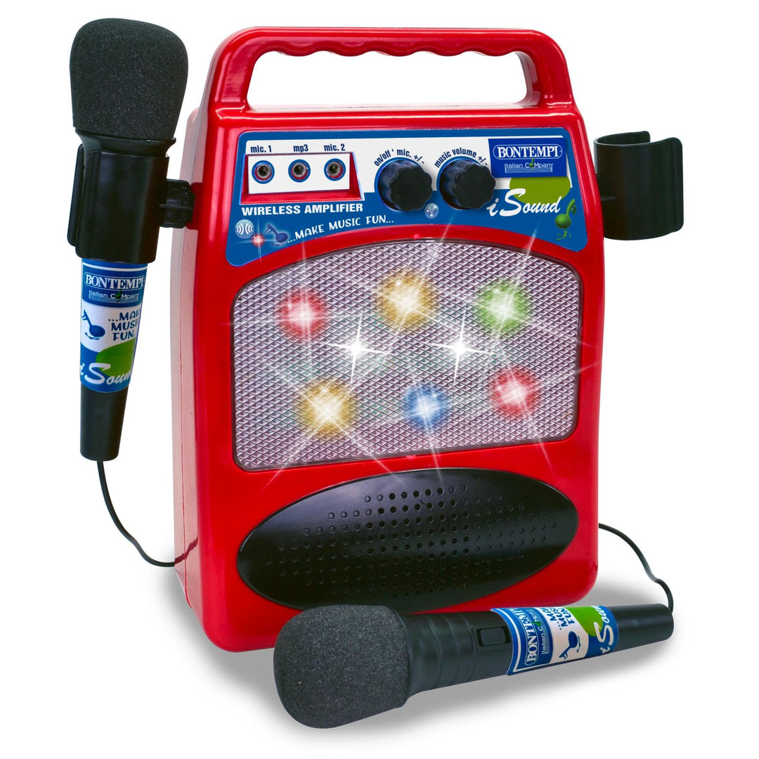 Bontempi 486000 Karaoke Tragbares Bluetooth mit Zwei MP3-Mikrofonen und leuchtenden Effekten 58 x 63