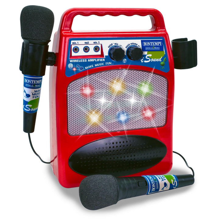 Bontempi 486000 Karaoke Tragbares Bluetooth mit Zwei MP3-Mikrofonen und leuchtenden Effekten 58 x 63