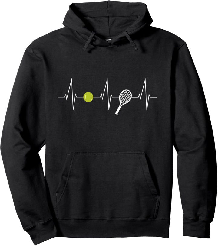 Tennis Herzschlag mit Tennisball und Tennisschläger Pullover Hoodie