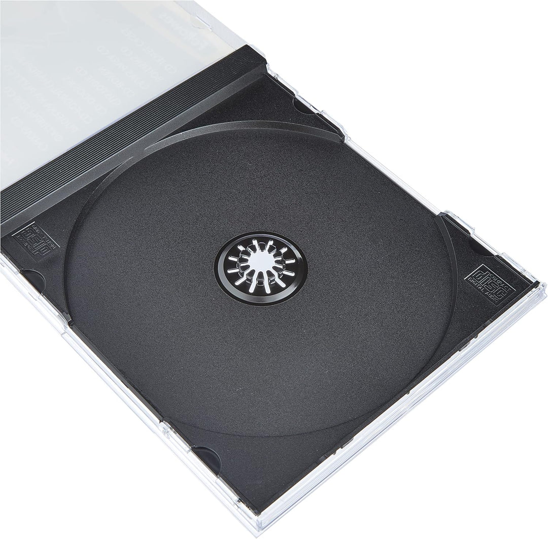 Fellowes CD Hüllen Standard, schwarze Rückseite mit transparentem Deckel, Jewel Case für CDs/DVDs, P