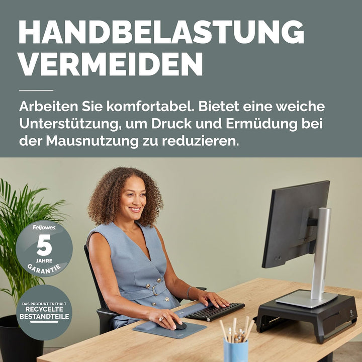 Fellowes Breyta Mauspad mit Handgelenkauflage – Marine, mit HEX Cushion Technology Silikonpolster, r