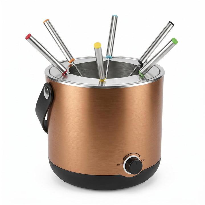 GIANTEX Elektrisches Fondue Set 2L, Fonduetopf Edelstahl 800W | Käsefondue mit 6 farbcodierte Fondue