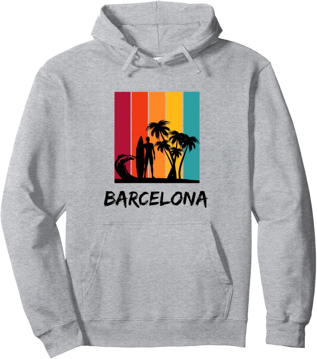 Vintage Barcelona Urlaubssouvenir Pullover Hoodie