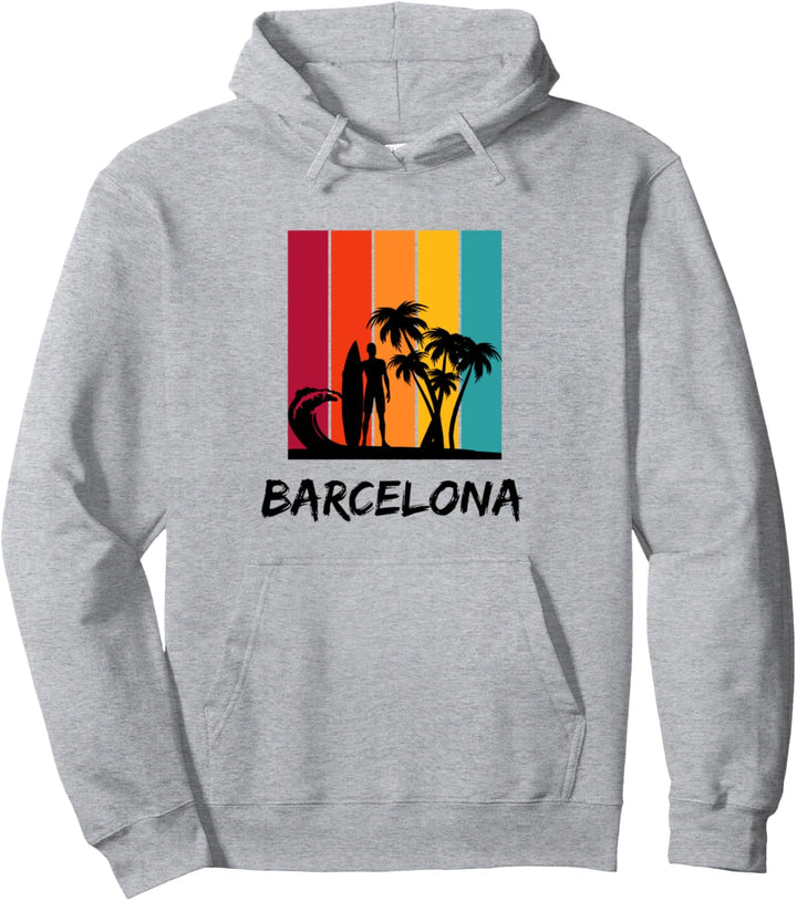 Vintage Barcelona Urlaubssouvenir Pullover Hoodie