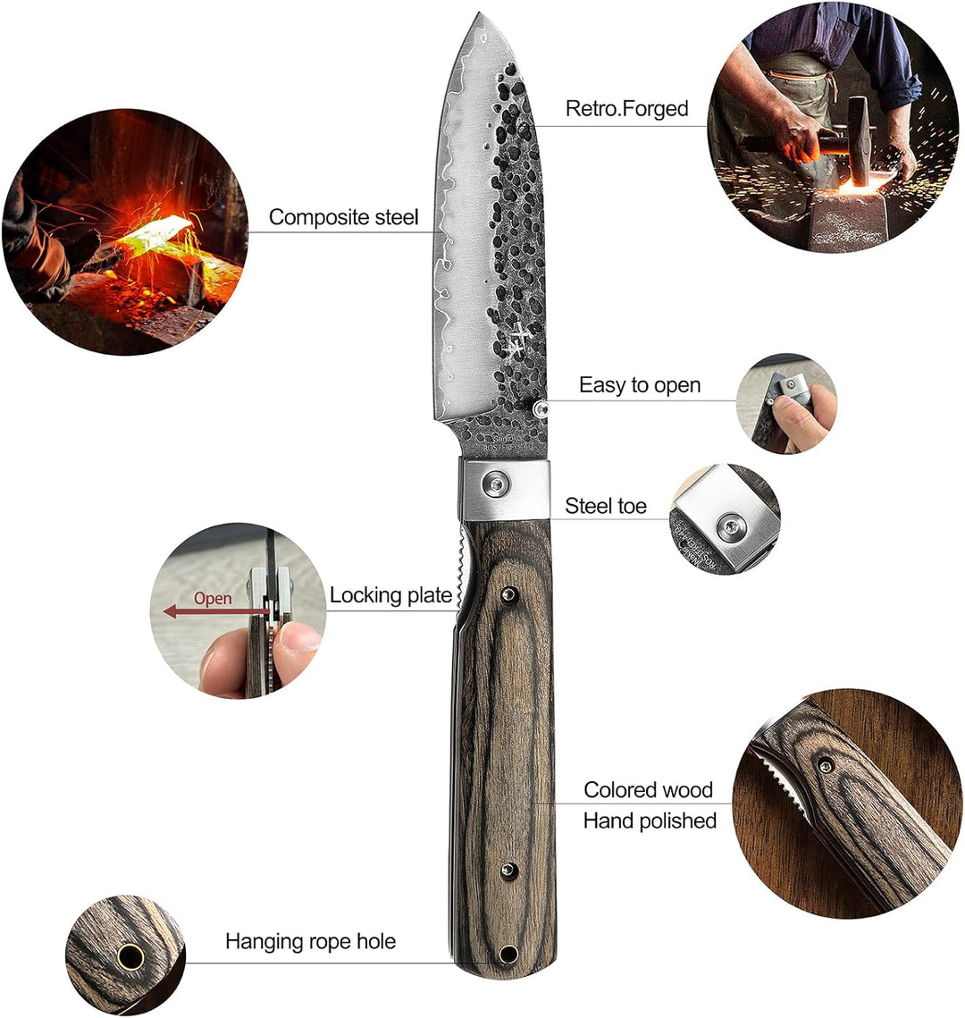 SENBON 440 Geschmiedetes Edelstahl Scharfes Camping Chef Messer japanisches stil Falten Tragbares Re