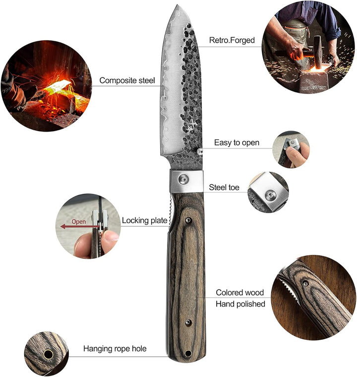 SENBON 440 Geschmiedetes Edelstahl Scharfes Camping Chef Messer japanisches stil Falten Tragbares Re