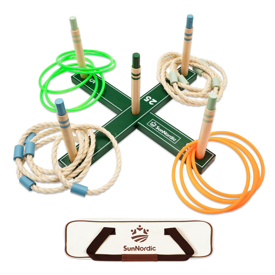 Ringwurfspiel-Set aus Holz, Strandspiel für Kinder, Erwachsene und die ganze Familie, inklusive Wurf