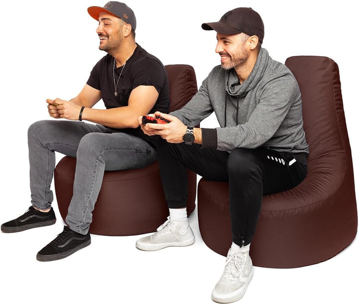 PATCH HOME Gamer Sessel Sitzsack inkl. Würfel Bean Bag Set Ø75cm, 30cm Sitzhöhe, 80cm Höhe + 35x35cm