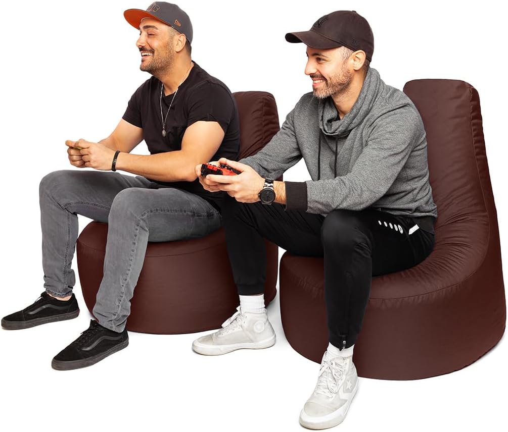 PATCH HOME Gamer Kissen Lounge Kissen Sitzsack Sessel Sitzkissen Bean Bag + Würfel/Hocker mit Reissv