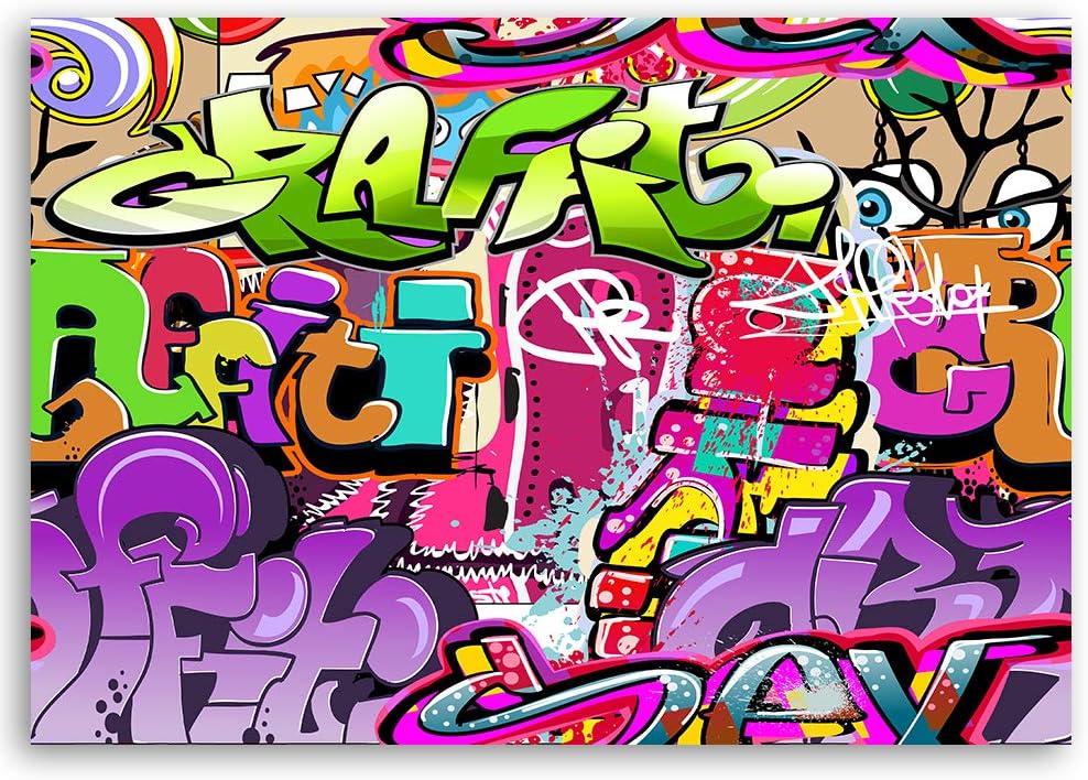 Feeby Bild auf Leinwand Graffiti Kunstdruck modern für Wonzimmer Violett 40x30 cm M_14501 40L x 30B