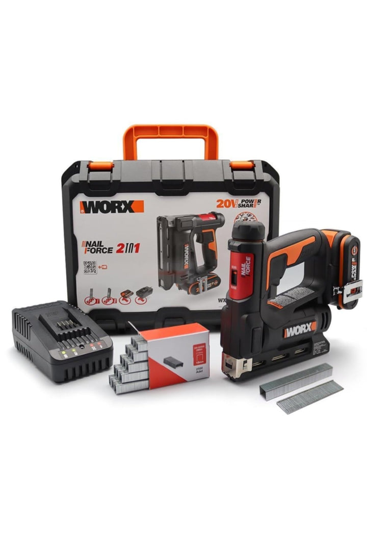 WORX WX843 NailForce Akku Nagler und Tacker 20V - für Nägel bis 15mm & Tackerklammer bis 10mm - einf