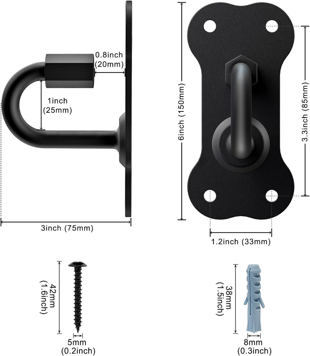 BeneLabel Hundeleinenhalter Wand, Hundeleine Wandhaken Haustierleinen Wandbefestigung Schwarz Hundel