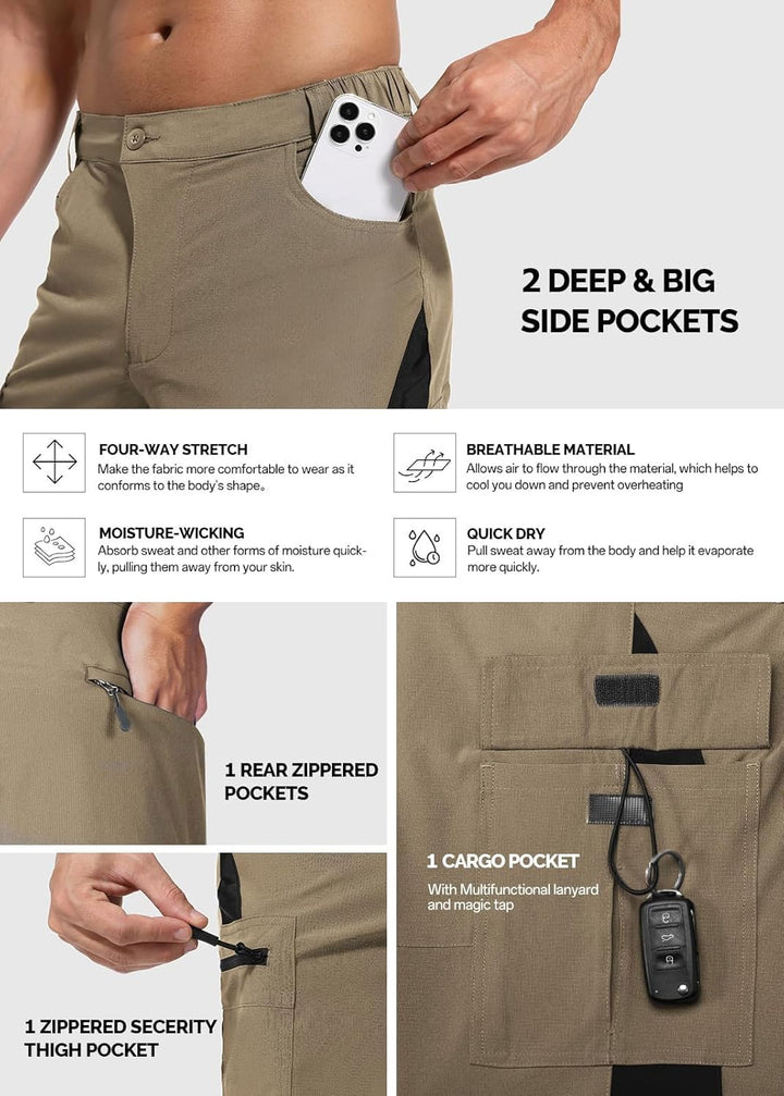 Cycorld Kurze-Hosen-Herren, Wanderhose MTB Hose Herren Kurz Atmungsaktiv Schnelltrocknende Bermuda C