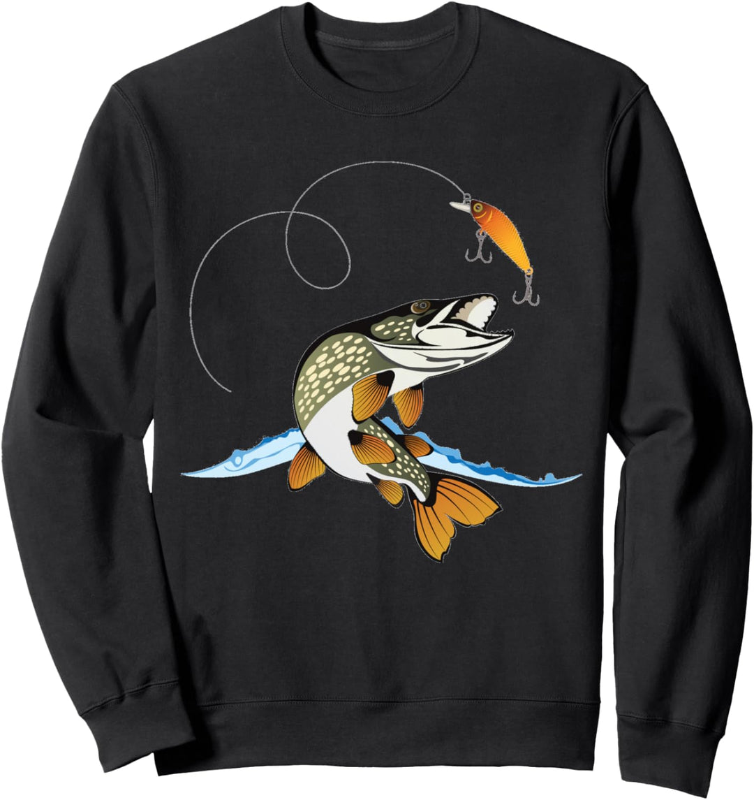 Hecht Raubfisch T-shirt Angel Angler Hoodie Kinder Mann Frau Sweatshirt