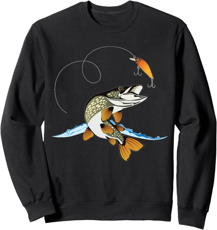 Hecht Raubfisch T-shirt Angel Angler Hoodie Kinder Mann Frau Sweatshirt