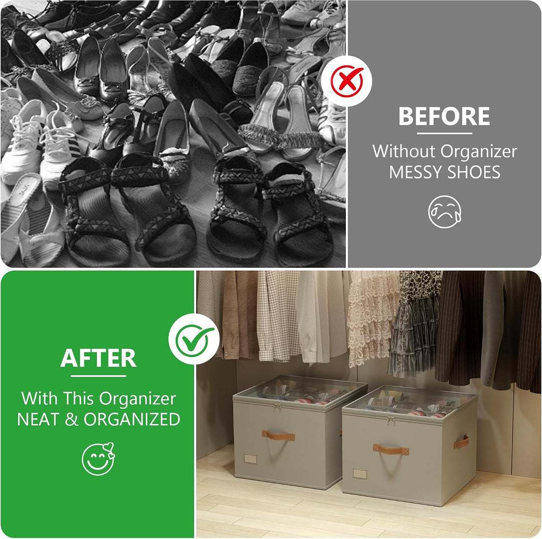 Vincona Schuhorganizer für Closet, Passt 16 Paare, grosse Schuhschrank Schuhbox mit Durchsichtigem D