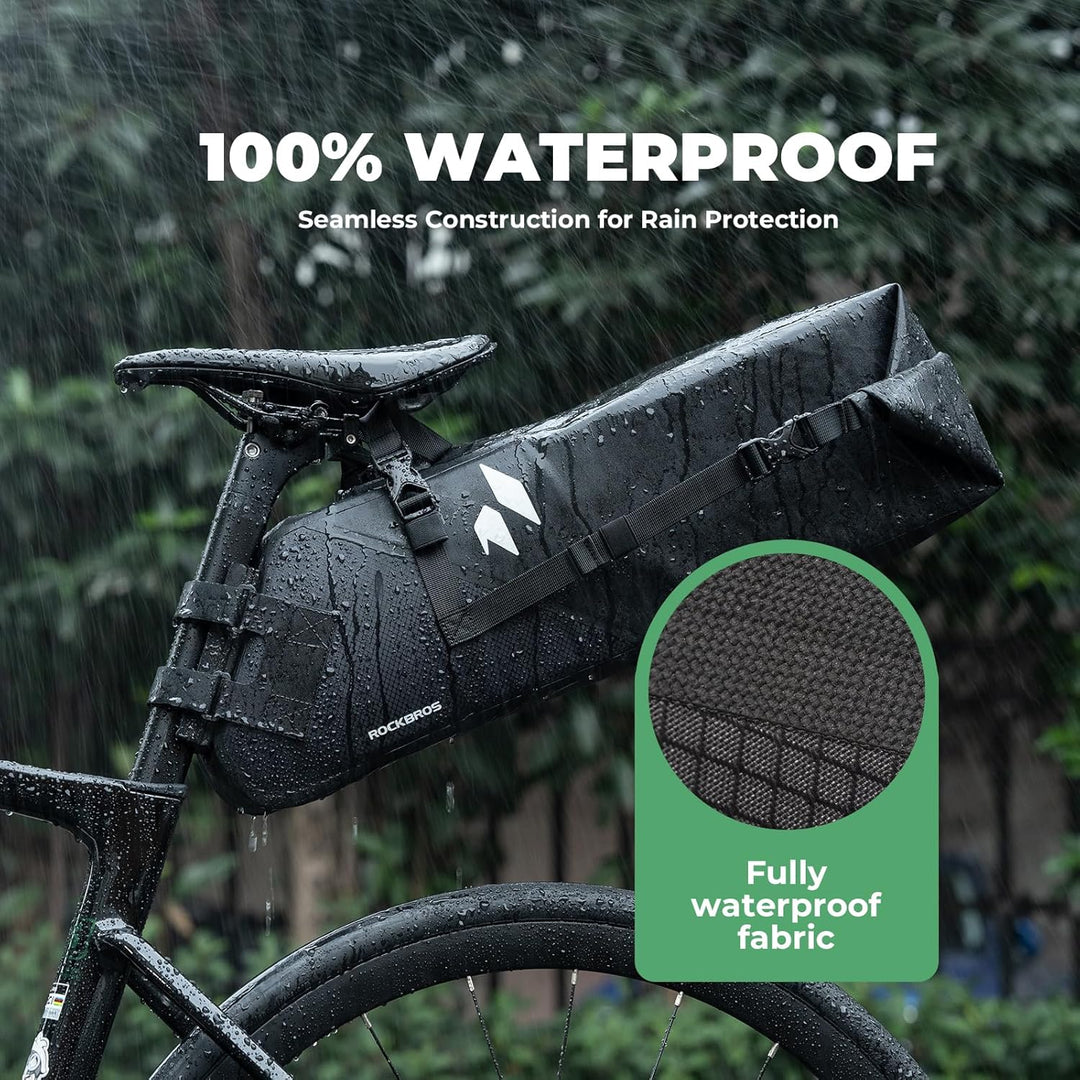 ROCKBROS Bikepacking Satteltasche 13L Wasserdicht, Fahrradtasche Sattel mit Halterung, Fahrrad Sitzt