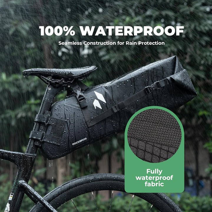 ROCKBROS Bikepacking Satteltasche 13L Wasserdicht, Fahrradtasche Sattel mit Halterung, Fahrrad Sitzt