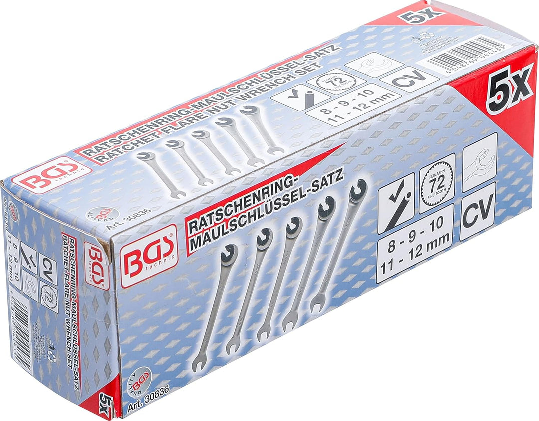 BGS 30836 | Ratschenring-Maulschlüssel-Satz | offen | 5-tlg.