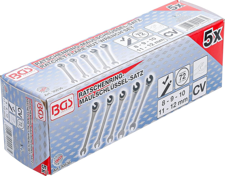 BGS 30836 | Ratschenring-Maulschlüssel-Satz | offen | 5-tlg.