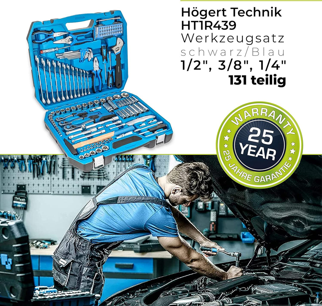 Högert Technik - Werkzeugset I Steckschlüssel, Bits und Zubehör I Chrom-Vanadium-Legierungsstahl I G