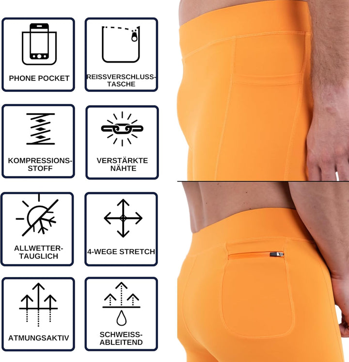 Kapow Meggings Performance PRO: Lange Sportleggings für Herren mit Kompression – Perfekt für Laufen,