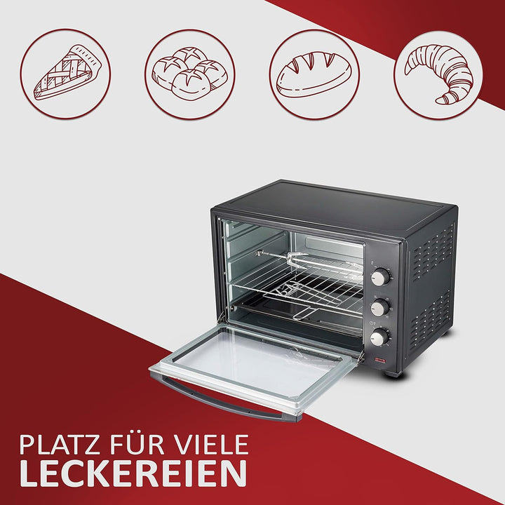 Minibackofen 60 Liter | Umluft Ofen | Pizzaofen | Mini Backofen | Freistehender Backofen | Mini-Back