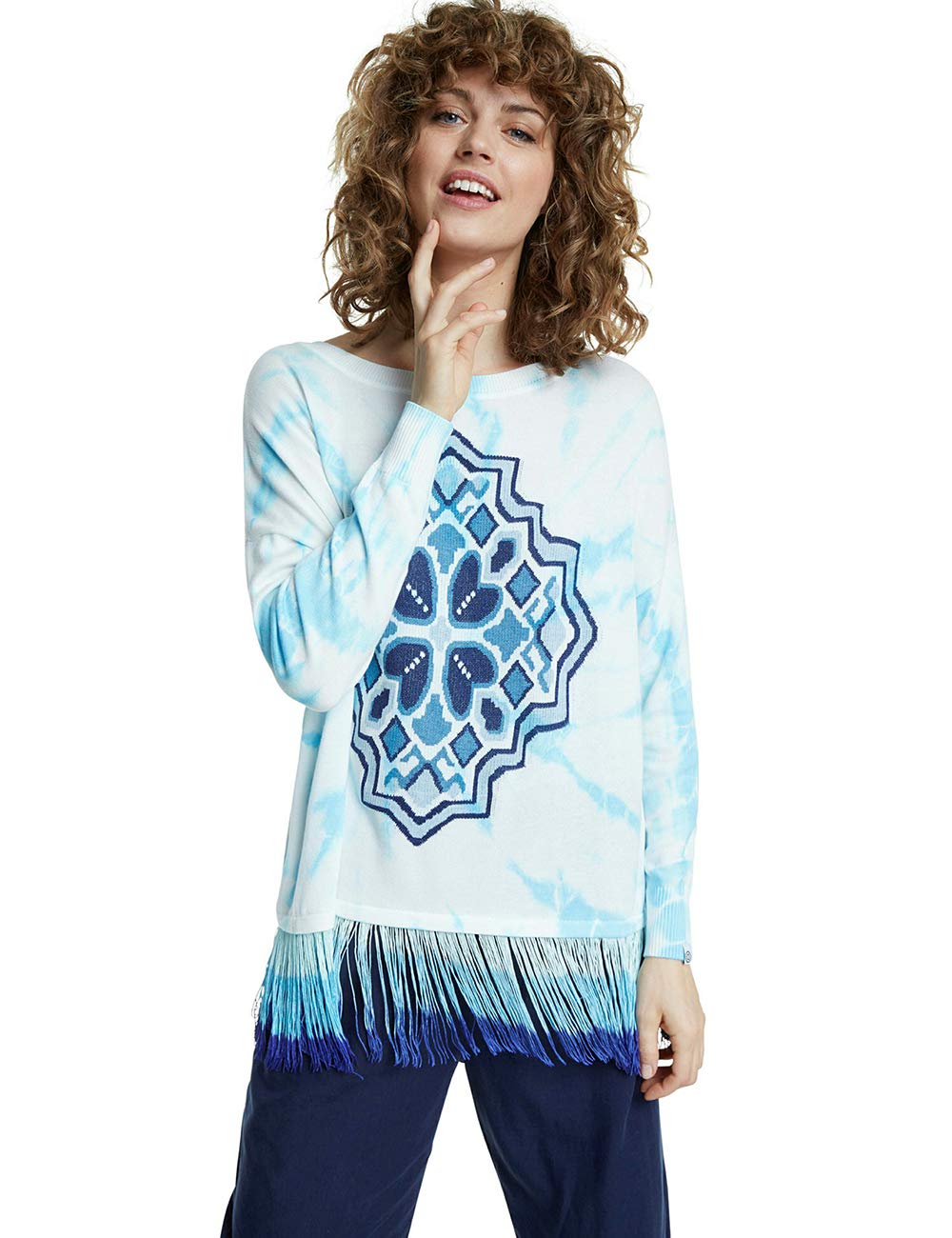 Desigual Damen JERS_chandigarth Strickjacke L Weiss (Blanco 1000), L Weiss (Blanco 1000)