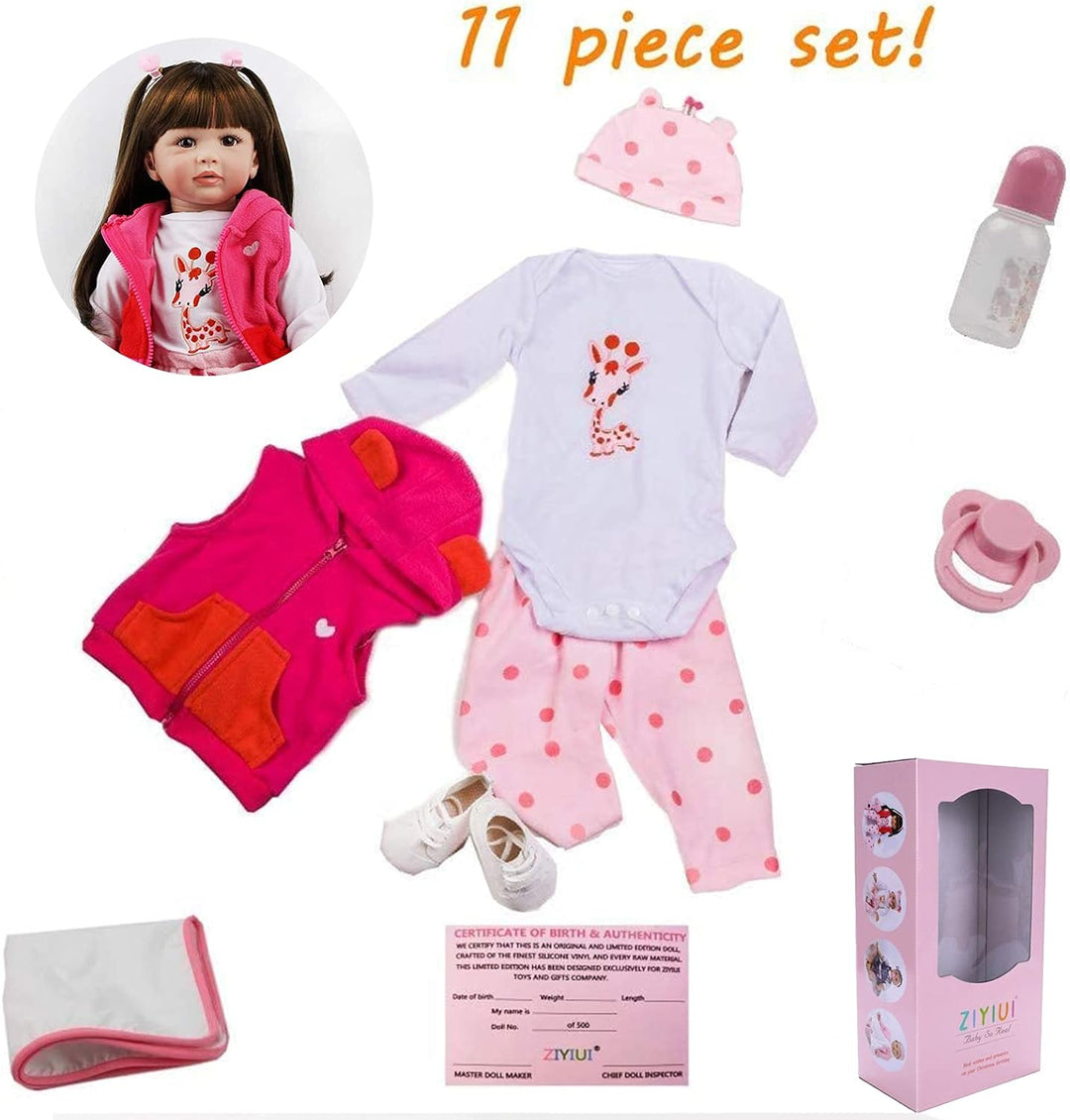 ZIYIUI Simulation Reborn Baby-Puppe 24 Zoll 60 cm Reborn Babys Mädchen Weiche Vinyl Silikon Lebensec