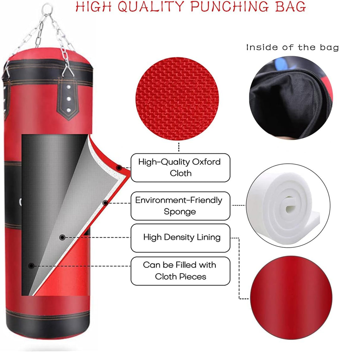 Boxsack Set Heavy Duty Punchingsäcke UNGEFÜLLT, Hängende Boxing Bag für Erwachsene Kinder, Punching