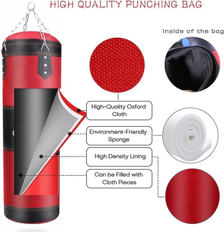 Boxsack Set Heavy Duty Punchingsäcke UNGEFÜLLT, Hängende Boxing Bag für Erwachsene Kinder, Punching