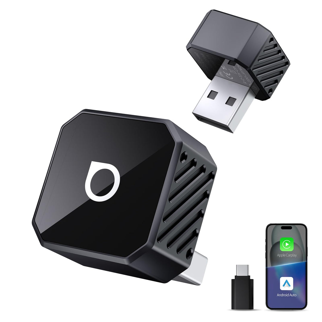 OTTOCAST Mini Pot 2025 Upgraded, 2-in-1 CarPlay & Android Auto Wireless Adapter für iOS 10+/Android