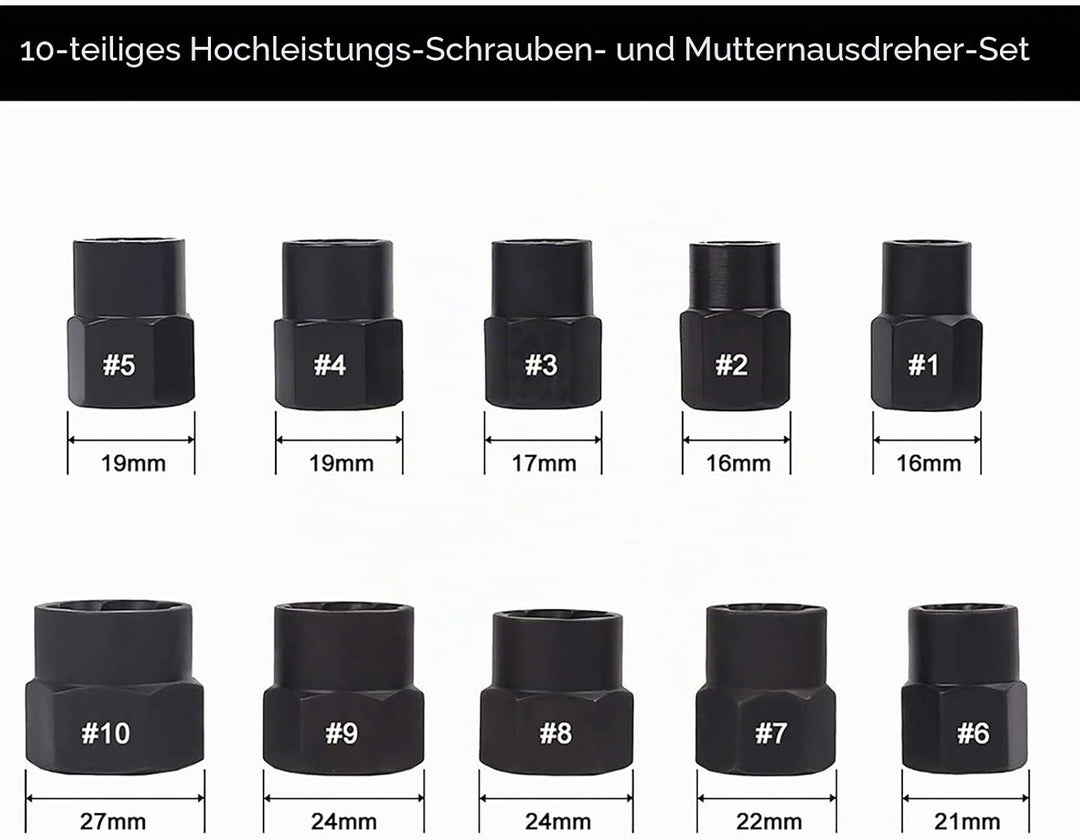 10 Stück HochBolzenextrakt für Nüsse im Aluminiumgehäuse 9-19 MM Einheitsgrösse Set 2, Einheitsgröss