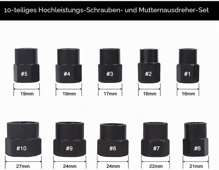 10 Stück HochBolzenextrakt für Nüsse im Aluminiumgehäuse 9-19 MM Einheitsgrösse Set 2, Einheitsgröss