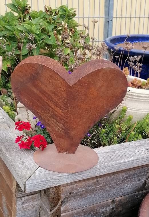 Herz 26 x 24 cm aus Metall, bepflanzbar in Edelrost Optik, Deko für Garten und Wohnung Valentinstag