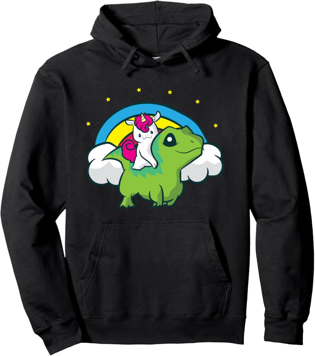 Einhorn reitet auf einem Dinosaurier Einhorn Pullover Hoodie
