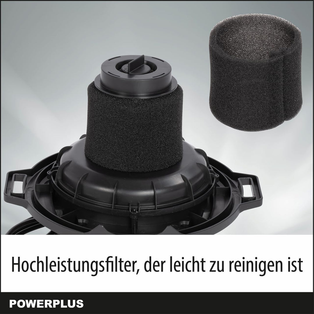 POWERPLUS elektrischer Nass Trockensauger POWX322-1000W Industriesauger für Küche, Boden, Teppich, s